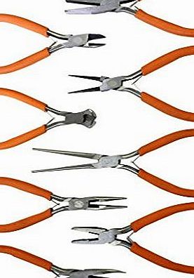 Kurtzy TM 8 Piece Mini Plier Set- Long Nose, Wire Cutter, Round Topped for Jewellery, Crafts