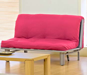 Seth 2 Seater Futon in Pink with Standard Mattress