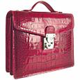 Cherry Croco-embossed Double Gusset Compact Briefcase