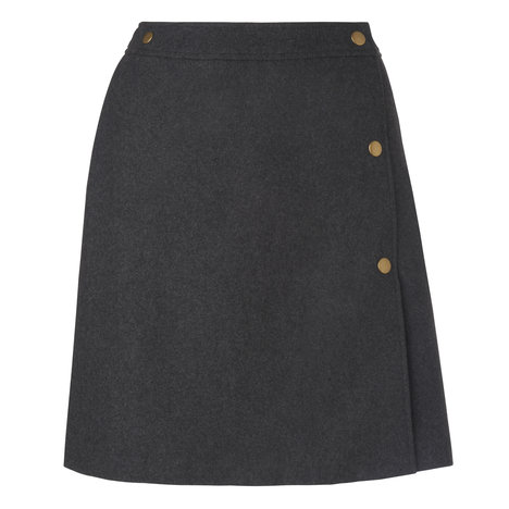 L.K. Bennett Alani Flannel Wrap Skirt Colour Charcoal
