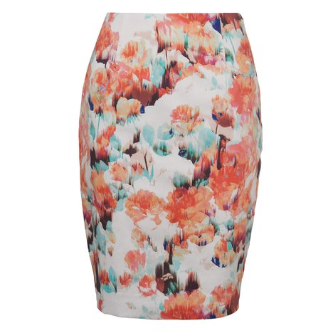 L.K. Bennett Roxette Floral Printed Skirt Colour Carnelian