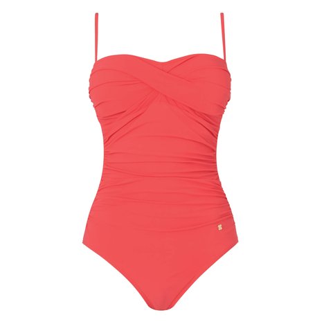 L.K. Bennett Tina Ruched One Piece Swimsuit Colour Carnelian