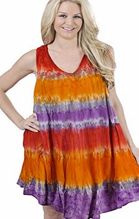 La Leela 3 IN 1 Round Neck Short Beach RAYON TUNIC LADIES Tie Dye COCKTAIL PROM TUNIC LOOSE MAXI Dress Casual Swimwear LOUNGEWEAR Cover up Beachwear SLEEVELESS PLUS SIZE Women Top Purple
