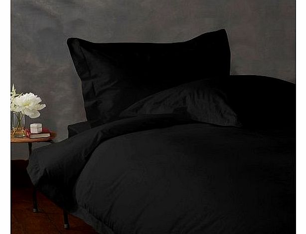 Lacasa Bedding 300 TC Egyptian cotton Duvet Cover Italian Finish Solid ( Small Double , Black )