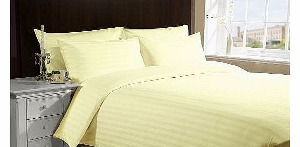 Lacasa Bedding 300 TC Egyptian cotton Duvet Set Italian Finish Stripe ( Small Double , Yellow )