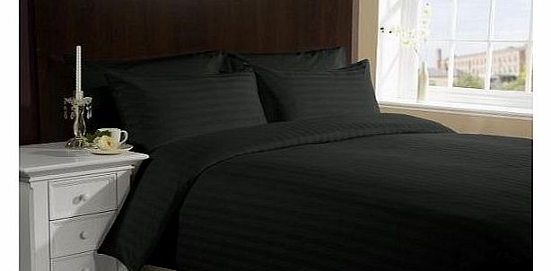 Lacasa Bedding 300 TC Egyptian cotton Duvet Set Italian Finish Stripe ( Uk Single , Black )