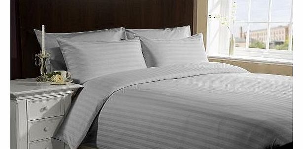 Lacasa Bedding 400 TC Egyptian cotton Duvet Set Italian Finish Stripe (UK King , Silver Grey )