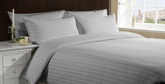 Lacasa Bedding 500 TC Egyptian cotton Sheet Set Italian Finish Stripe (UK Double , Silver Grey )