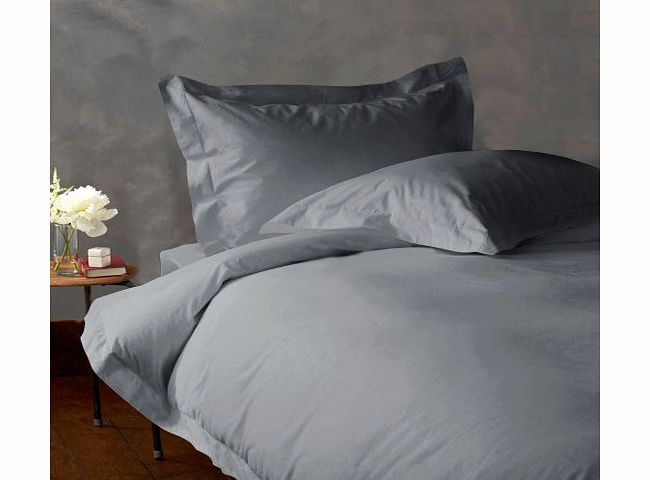 Lacasa Bedding 600 TC Egyptian cotton Duvet Cover Italian Finish Solid ( Uk Single , Silver Grey )