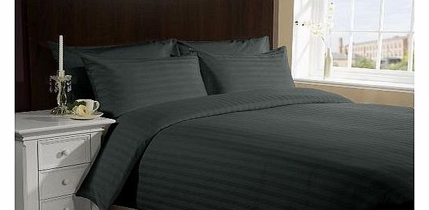 Lacasa Bedding 800 TC Egyptian cotton Duvet Set Italian Finish Stripe (Uk Small Single Long , Elephant Grey)