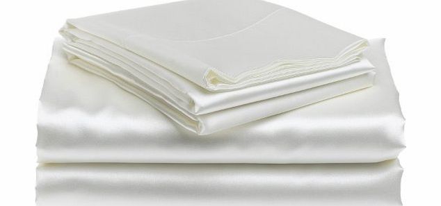 Lacasa Bedding Satin Fitted Sheet Italian Finish Solid (UK Double , White )