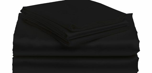 Lacasa Bedding Satin Flat Sheet Italian Finish Solid ( Small Double , Black )