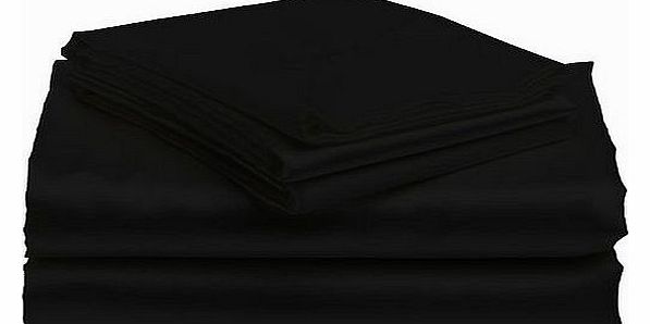 Lacasa Bedding Satin Flat Sheet Italian Finish Solid ( UK Super King , Black )