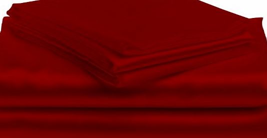 Lacasa Bedding Satin Flat Sheet Italian Finish Solid (UK King , Red )