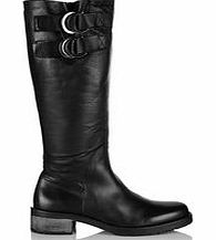 Gabrielle black buckled leather boots