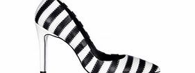 Lacey`s London Sonya black and white stripe heels