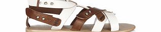 Lacey`s London Tan and white leather sandals