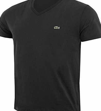 Lacoste 2016 Mens Short Sleeve V-Neck T Shirt - Black - Size 5 - L