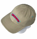Beige Cap With Pink and Mint Green Logo