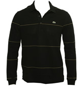 Lacoste Black and Gold Long Sleeve Pique Polo