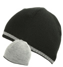 Black and Grey Reversible Beanie Hat