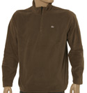 Lacoste Brown High Neck Fleece with Press Stud Fastening - Silver Croc