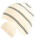 Cream Stripe Reversible Beanie Hat