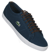 Lacoste Marcel TL Blue and Brown Canvas Trainers