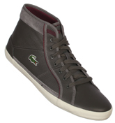 Lacoste Rugosa Grey and Red Leather Trainers