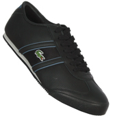Lacoste Tourelle Black and Blue Leather Trainers