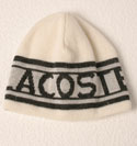 Lacoste Mens Cream with Large Black Logo Fully Reversible Knitted Hat