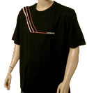 Mens Lacoste Black Cotton T-Shirt with Orange & White Stripes