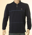 Lacoste Mens Navy 1/4 Zip Long Sleeve Polo Shirt