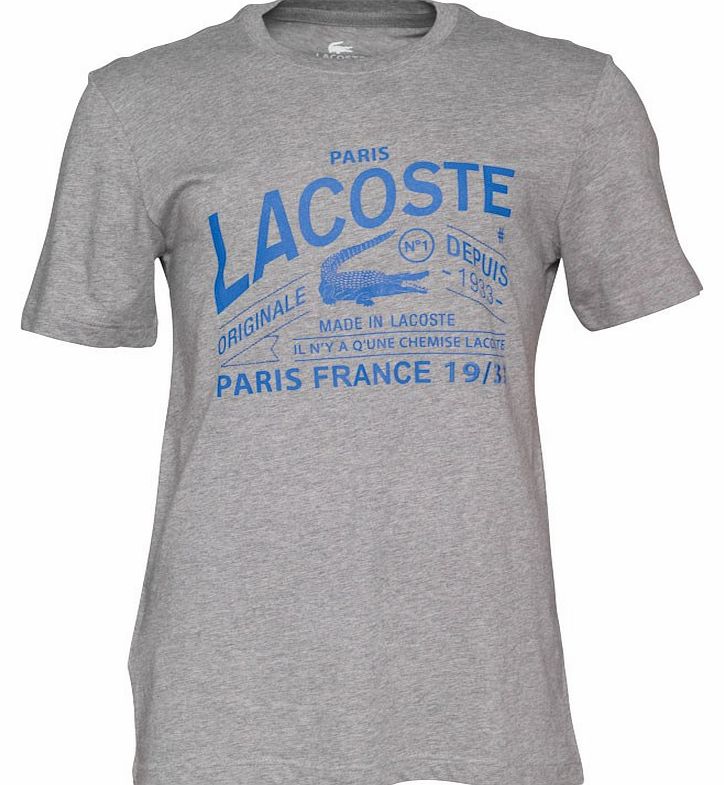 Lacoste Mens Printed Lacoste T-Shirt Grey