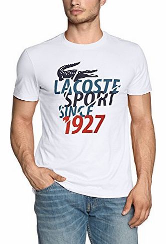 Lacoste Mens T-Shirt Multicoloured (WHITE/REDCURRANT BUSH-RAFFIA MATTING-NAVY BLUE UG7) Large