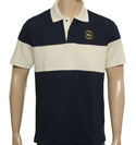 Navy and Beige Slim Fit Pique Polo Shirt