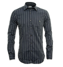 Lacoste Navy Long Sleeve Shirt with Grey Stripes