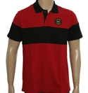 Red and Black Slim Fit Pique Polo Shirt