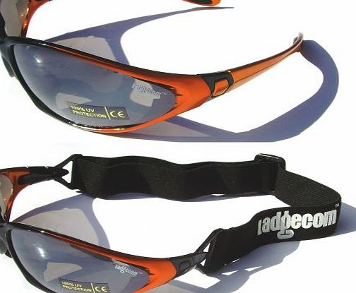 Orange Ladgecom All-Weather Sunglasses & Goggles with Head Strap for Cycling, Running & Ski Sports