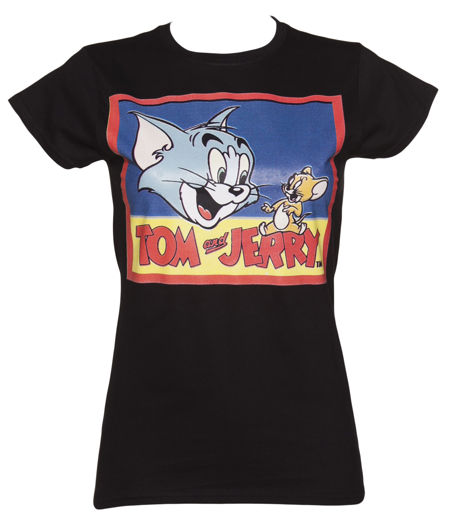 Black Vintage Print Tom And Jerry T-Shirt