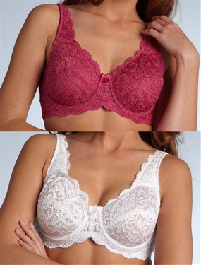 Ladies Classic Lace Wired Bras - Pack of 2