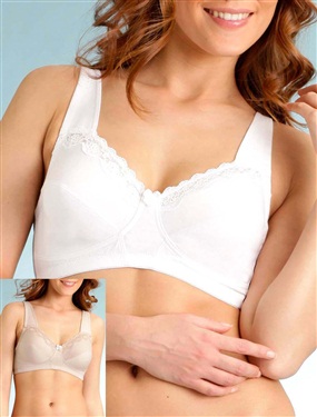 Ladies Lace Edge Non-Wired Bras - Pack of 2
