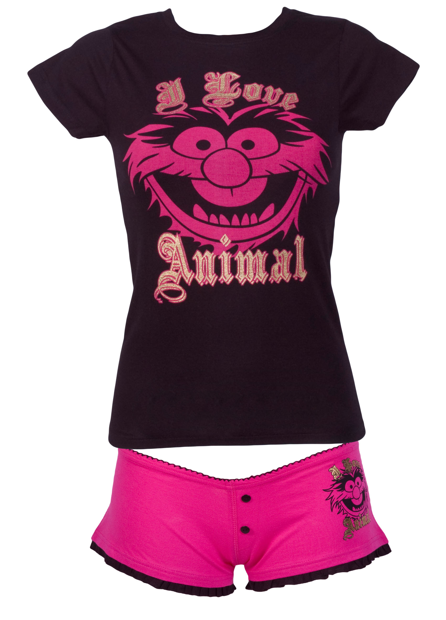 ladies Muppets Animal T-Shirt and Boyshort PJ Set
