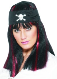 Pirate Wig - Black/Red with Headband