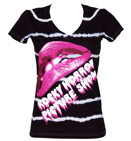 Rocky Horror Tie Dye Stripe V Neck T-Shirt