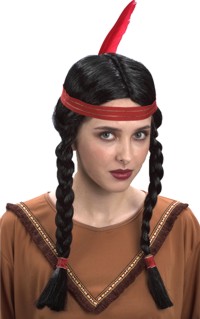 ladies Wig - Indian Plaits with Feather
