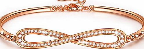 LADY COLOUR Infinity Bracelet for Women with Crystals from Swarovski Rose Gold Plated Jewellery Birthday gifts Mothers day gifts Christmas gifts Valentines gifts for her gift for mother daughter mum