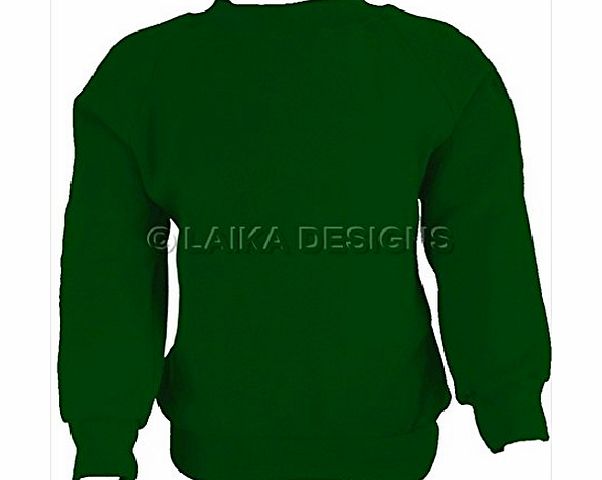 Laika Designs School Uniform Boys Girls Fleece Sweatshirt Jumper Bottle Green 7-8 Years