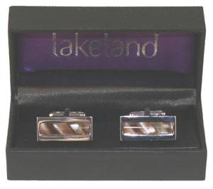 Lakeland Boxed Rock Cufflinks in Brown