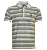 Grey Stripe Pique Polo Shirt
